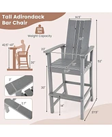 Gouun Tall Adirondack Chair Outdoor Bar Stool with Ergonomic Backrest for Backyard