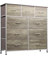 Wlive 9 Drawer Dressers for Bedroom Tall Dresser Closet Living Room Hallway Furniture Organizer Storage Tower with Fabric