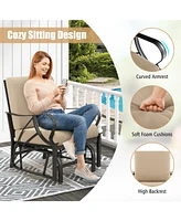 Gouun Patio Glider Rocking Chair with Thick Cushion and Curved Armrest