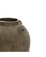 LuxenHome Rustic Brown Terracotta Cauldron 15.4-Inch Tall Vase