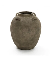 LuxenHome Rustic Brown Terracotta Cauldron 15.4-Inch Tall Vase