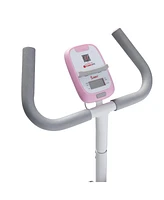 Sunny Health & Fitness Pink Mini Stepper w Handlebar & Resistance Band, Compact Stair Climber Cardio Machine w Free SunnyFit App Connect Via Bluetooth