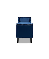 Baxton Studio Perret Modern and Contemporary Royal Blue Velvet Fabric Upholstered Espresso Finished Wood Bench