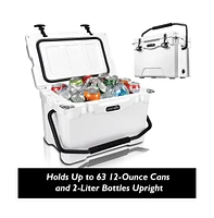 SereneLife 25-Quart Portable Cooler Box, Holds Up to 63 Cans (White)