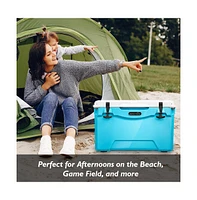 SereneLife 35-Quart Portable Cooler Box, Holds Up to 63 Cans (Blue)