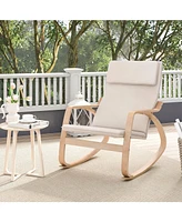 Gouun Stable Wooden Frame Leisure Rocking Chair with Removable Upholstered Cushion