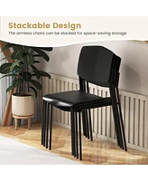 Gouun Modern Plastic Dining Chair Set of 2 with Metal Legs and Curved Back