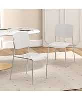 Gouun Modern Plastic Dining Chair Set of 2 with Metal Legs and Curved Back