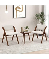 Gouun Set of 2 Folding Kitchen Dining Chairs with Rubber Wood Legs