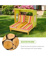 Gouun Kids Patio Lounge Chair with Cup Holders and Awning
