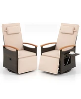 Gouun Patio Rattan 360° Swivel Recliner Chair with Adjustable Backrest and Footrest