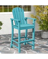 Gouun 30 Inches Counter Height Outdoor Hdpe Bar Stool with Armrests and Footrest