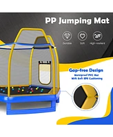 Gouun 7-Foot Indoor Outdoor Trampoline with Ladder, Slide, and Safety Net