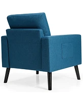 Gouun Mid-Century Upholstered Armchair Club Chair with Rubber Wood Legs