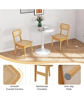 Gouun Set of 2 Rattan Dining Chairs with Simulated Rattan Backrest