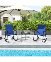 Gouun 2 Pieces Outdoor Rocking Chairs with Breathable Backrest