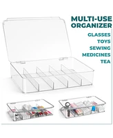 Sorbus Pack Clear Stackable Plastic Sunglass Holder with Hinged Lid for Eyewear Display Includes 5 Sections