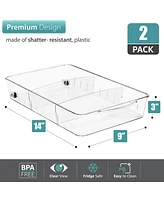 Sorbus 2 Pack Large Flat Clear Organizing Bins on Wheels with Dividers