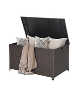 Gouun Outdoor Wicker Storage Box with Zippered Liner-133 Gallon