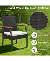 Gouun 5 Pieces Patio Wicker Chair and Dining Table Set with 2 Inch Umbrella Hole