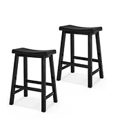 Gouun Set of 2 24 Inch Counter Height Stools with Solid Wood Legs