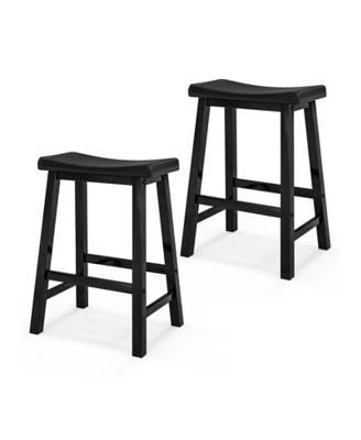 Gouun Set of 2 24 Inch Counter Height Stools with Solid Wood Legs