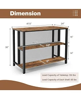 Gouun 36 Inch 3-Tier Bar Table with Storage Metal Frame Adjustable Foot Pads for Dining Room