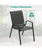 Gouun 4 Piece Patio Rattan Dining Chairs with Wicker Woven Seat and Back for Backyard Front Porch