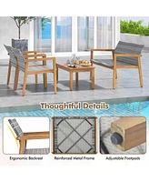 Gouun 4-Piece Patio Furniture Set with Loveseat Single Chairs and Table