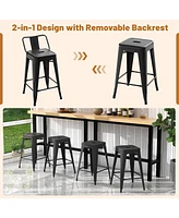 Gouun 24 Inch Set of 4 Cafe Side Chairs with Rubber Feet and Removable Back