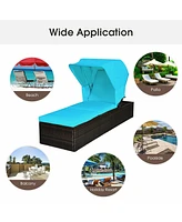 Gouun Outdoor Chaise Lounge Chair with Folding Canopy