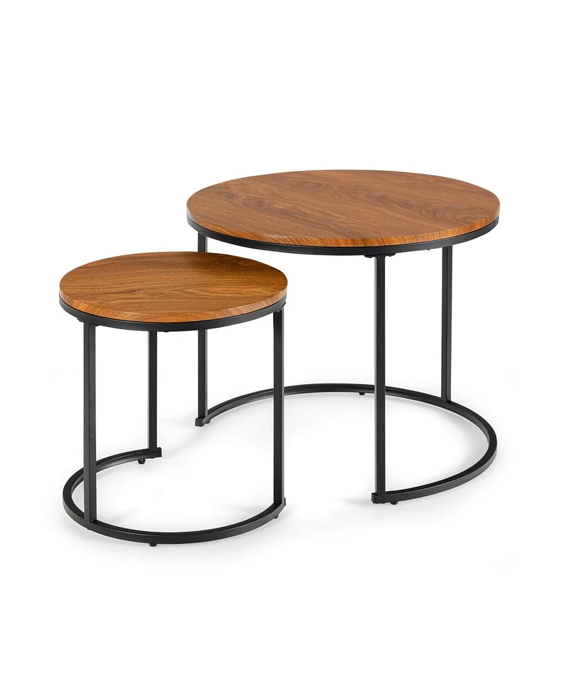 Gouun Set of 2 Modern Round Stacking Nesting Tables for Living Room