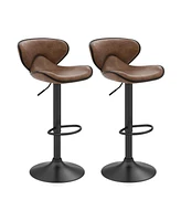 Gouun Set of 2 Adjustable Bar Stools Swivel Bar Chairs Pub Kitchen