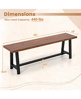 Gouun 60 Inch Dining Bench 3 Person Entryway Shoe Bench with Metal Frame