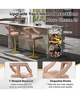 Gouun Set of 2 Bar Chairs with Footrest and 2-Layer Electroplated Metal Base