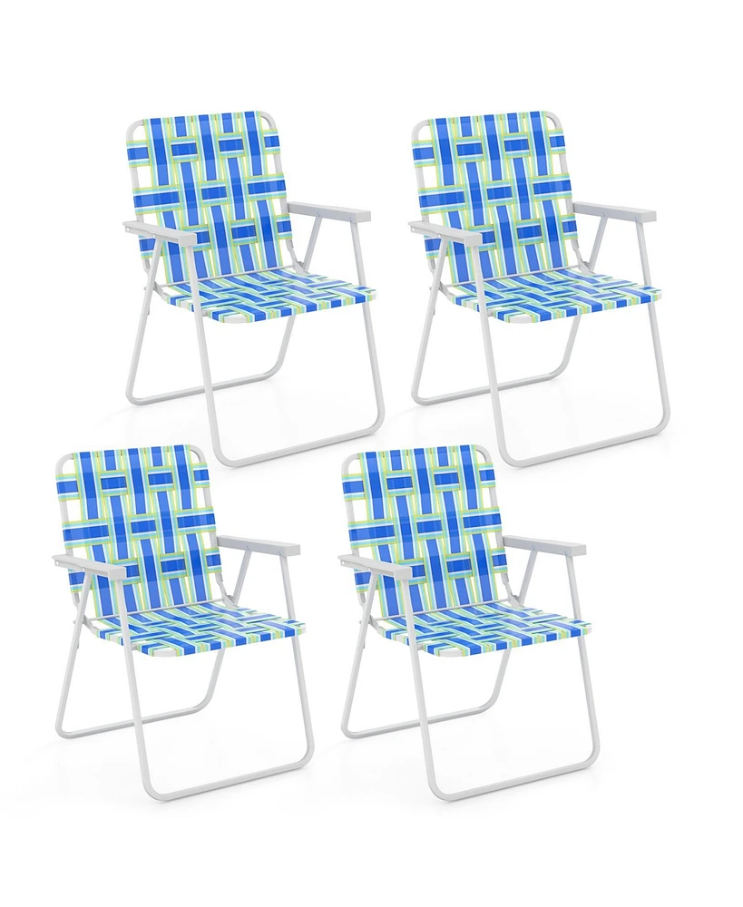 Gouun 4 Pieces Folding Beach Chair Camping Lawn Webbing Chair