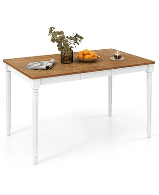 Gouun Extendable Dining Table with Rubber Wood Legs for 4-8 People