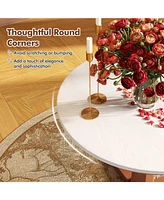 Gouun 35 Inches Wooden Round Dining Table with Pedestal Base