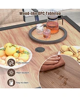 Gouun Patio Dining Table for 4 Square Bistro Table with Umbrella Holes