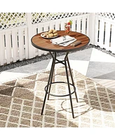 Gouun 28 Inches Outdoor Bar Table with Wood-Like Tabletop for Backyard Garden