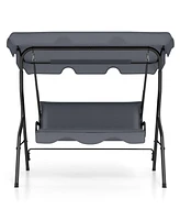 Gouun 3-Seat Outdoor Patio Canopy Swing with Cushioned Steel Frame