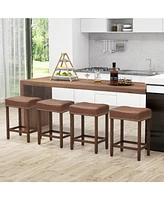 Gouun 24 Inch Upholstered Pu Leather Bar Stools Set of 2