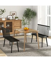 Gouun Entryway Bench for 2 with Spindle Back for Kitchen Dining Room Hallway