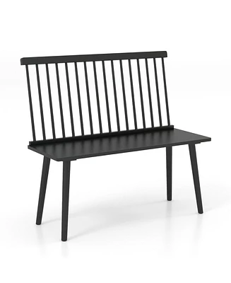 Gouun Entryway Bench for 2 with Spindle Back for Kitchen Dining Room Hallway