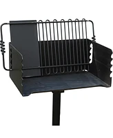 Pilot Rock Jumbo Park Style Steel Outdoor Bbq Charcoal Grill and Post, Black