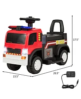 Gymax Kids 6V Ride On Fire Truck Fire Engine Battery Powered w/ Siren