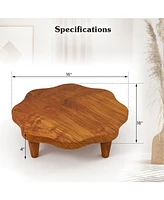 Gouun 16" Teak Wood Pedestal Stand for Aroma and Snacks