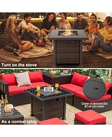 Gouun 32 Inch Square Propane Fire Pit Table with Lava Rocks Cover