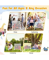 Gouun Wooden 4-in-a-row Game Set with 42 Pcs Chips and 600D Oxford Fabric Carrying Bag