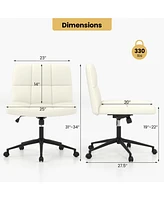 Gouun Height-adjustable Armless Desk Chair with Wheels for Home Office Make Up